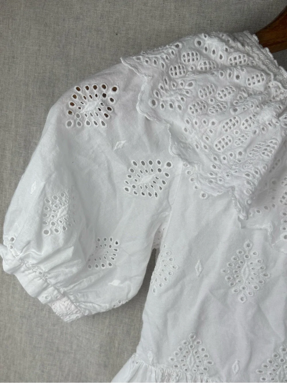White Eyelet 100% Cotton Eyelet Lace Dress Girls Size 10 Heirloom Garden Party